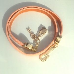 Genuine Leather Pink & Gold Wraparound Bracelet
